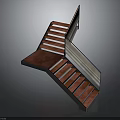 Modern Architectural Staircase Design With Red Wooden Steps And Metal Railings