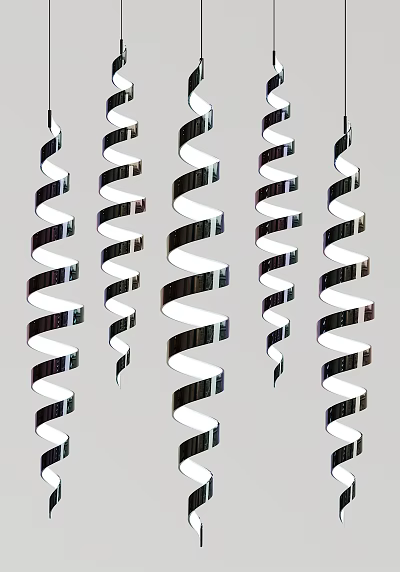 Unique Shaped Chandeliers With Twisted Spiral Design For Modern Home Interior Decoration 3d model