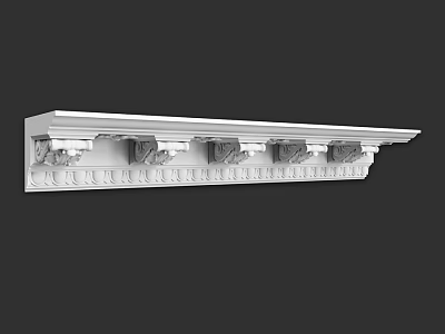 Ornate White Architectural Decorative Component With Carved Cornice And Patterns 3d model