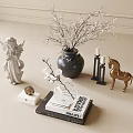 Elegant Decorative Ornament Set With Angel Statue Crystal Branch Vase Golden Horse And Candle Holders