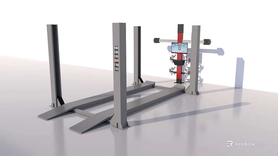 Four Post Car Lift Heavy Duty Industrial Equipment For Automotive Repair Shop Lifting Vehicles 3d model 