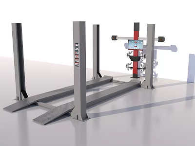 Four Post Car Lift Heavy Duty Industrial Equipment For Automotive Repair Shop Lifting Vehicles 3d model