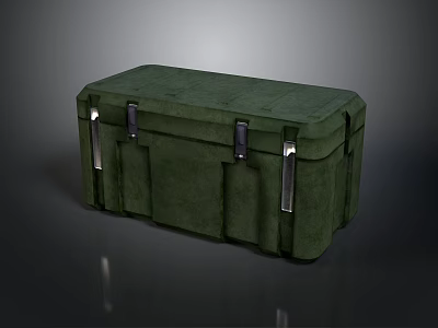 Green Storage Box With Metal Clasps And Straps Durable Fabric Construction 3d model