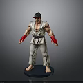 Action Figure In White Karate Uniform With Red Headband Red Gloves And Blue Base