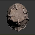 Ancient Bronze Head Sculpture With Intricate Facial Details And Avian Motifs