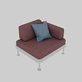 Modern Pink Leisure Chair With Light Blue Pillow And White Metal Legs