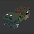 Military Green Armored Tank with Multiple Wheels and Missile Launcher System