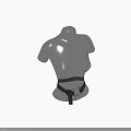Glass Mannequin Waist With Black Leather Belt And Silver Circular Buckle