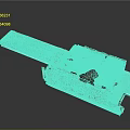 3D Model of Mechanical Structure With Green Circuit Board Red Track and Metal Border