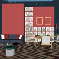 New Chinese Chess and Cards Room Net Red National Tide Mahjong Hall Mahjong Room 3d model