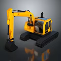 Yellow Functional Construction Vehicle Excavator With Crawler Tracks Front Bucket Operator Cabin 3d model