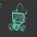 Yellow And Black Protective Gas Mask With Transparent Face Shield Filter Cartridges And Adjustable Straps
