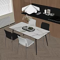 Modern Dining Table and Chair Combination Dining Chair Dining Table Chandelier 3d model