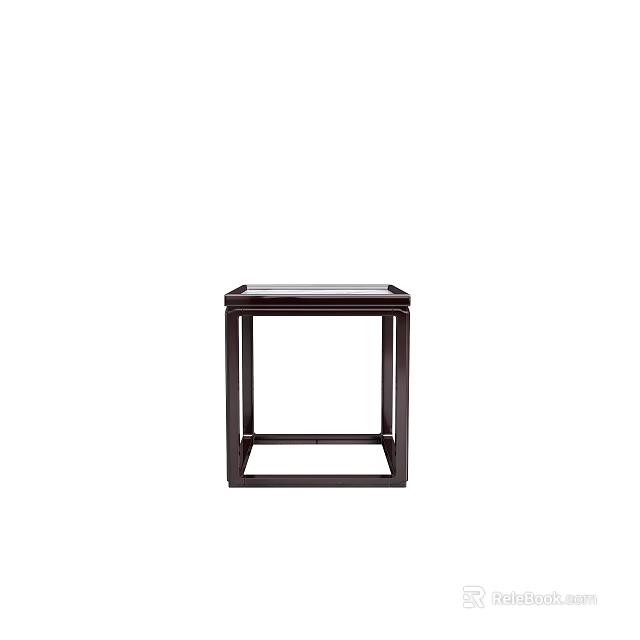 Dark Wood Corner Table With Square Top And Simple Modern Design 3d model