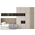 Modern Bedroom Interior Design With Tatami Bed And Built In Wardrobe 3d model