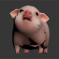 Cute Pink Piglet Standing On Black Background With Reflective Surface 3d model