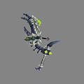 Mechanical Fantasy Weapon Featuring Green Glowing Claw Blades And Metallic Design Details