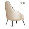 Modern Upholstered Accent Chair With Light Beige Cushion Black Metal Legs And Round Decorative Balls