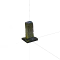 Ancient Stone Stele With Carved Surface On Black Base Display Stand