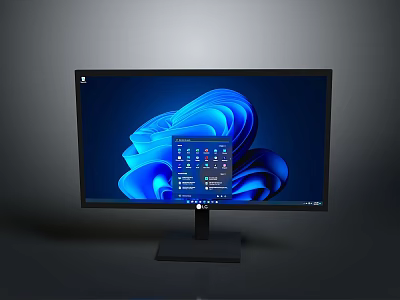 Modern Desktop Monitor With High Resolution Screen And Blue Digital Interface 3d model