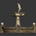 Elegant Garden Ornament Featuring Dolphin Sculpture Stone Base And Sphere Decorations