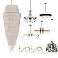 Modern Chandeliers Collection with Diverse Designs and Unique Hanging Structures 3d model