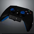 Black Gaming Controller With Blue Accent Buttons And Ergonomic Grips Modern Design 3d model