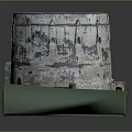 Commercial Equipment Circular Model Featuring Weathered Walls Small Windows Green Grass Base and Orange Top