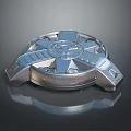 Modern Metallic Circular Mechanical Device With Geometric Panels And Reflective Surface 3d model