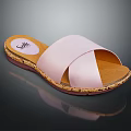 Light Pink Cross Strap Slippers with Satin Upper and Cork Sole Woven Trim