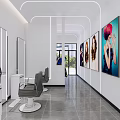 Modern Hair Salon Interior Design With Stylish Chairs Mirrors Turquoise Wall And Sofa