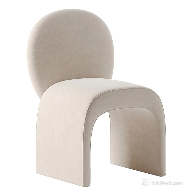 Modern Beige Leisure Chair With Comfortable Velvet Upholstery And Curved Design 3d model 