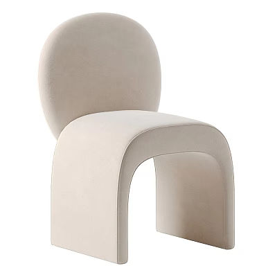 Modern Beige Leisure Chair With Comfortable Velvet Upholstery And Curved Design 3d model