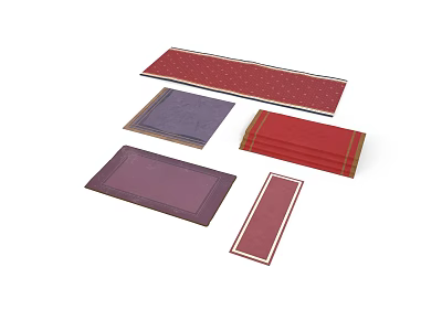 Colorful Rectangular Table Mats With Red Purple And Striped Patterns For Home Use 3d model