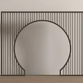 Modern Interior Room Divider With Vertical Slats And Circular Cutout Design 3d model