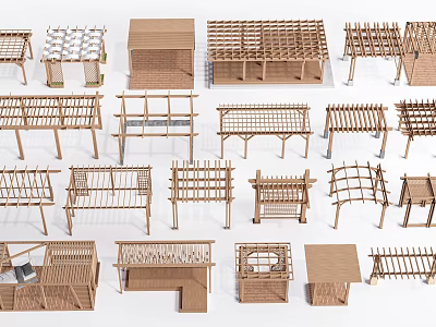 Various Wooden Pergola Designs For Outdoor Garden And Patio Use 3d model