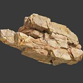 Natural Rock Formation With Layered Brown Beige Texture And Irregular Cracks 3d model