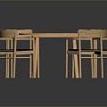 Round Wooden Dining Table With Four Chairs And Black Cushions