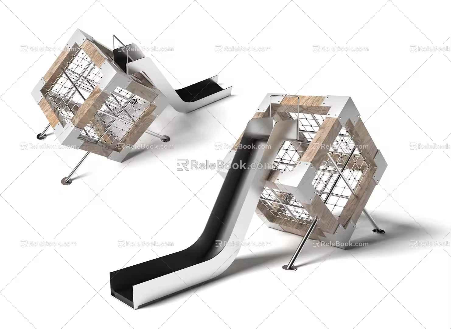 Block slide slide drill net amusement equipment amusement park children's playground slide 3d model