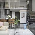 Modern Apartment Bedroom Interior With Cozy Bed Pillows Blanket Wall LED Light Strip And Wardrobe