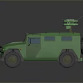 Green Military Tank Featuring Top Mounted Missile Launchers And Off Road Wheels