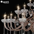 Elegant Bronze Frame Crystal Chandelier With Multiple Candle Style Lights And Glass Pendants