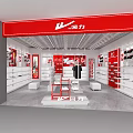 Warrior Brand Retail Store Displaying Shoes On White Shelves And Red Signage
