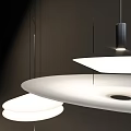 Modern White Layered Pendant Lights Hanging Against Gray Wall Background 3d model