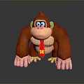 Cartoon Brown Gorilla Figurine With Red Tie And DK Logo In Crouching Pose