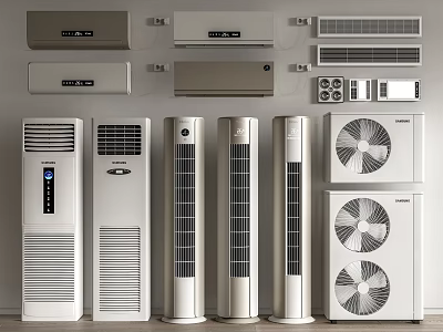 Various Types of Air Conditioners and Fans for Home Indoor Cooling Solutions 3d model