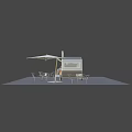 Modern Donut Food Truck With String Lights Display Window And Outdoor Seating