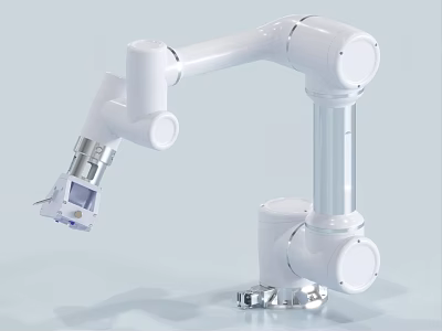 Industrial Robot Arm With White Body Precision Joints And Stable Base Structure 3d model