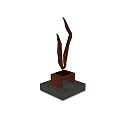 Modern Decorative Ornament Set With Metallic Curved Elements And Black Square Base
