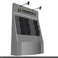 Contemporary Exhibition Shelf With White Frame Black Panels And Overhead Spotlights For Product